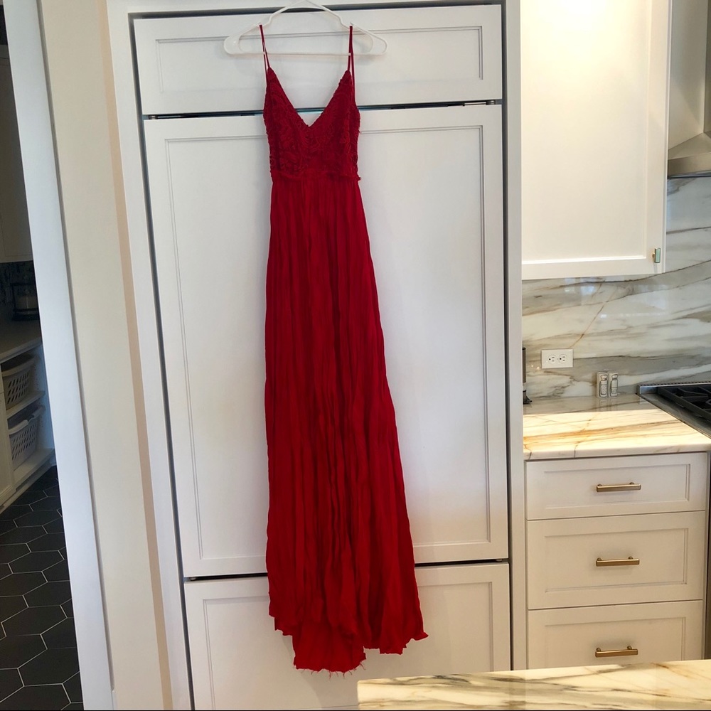 Lulus red maxi dress, spaghetti straps & low back